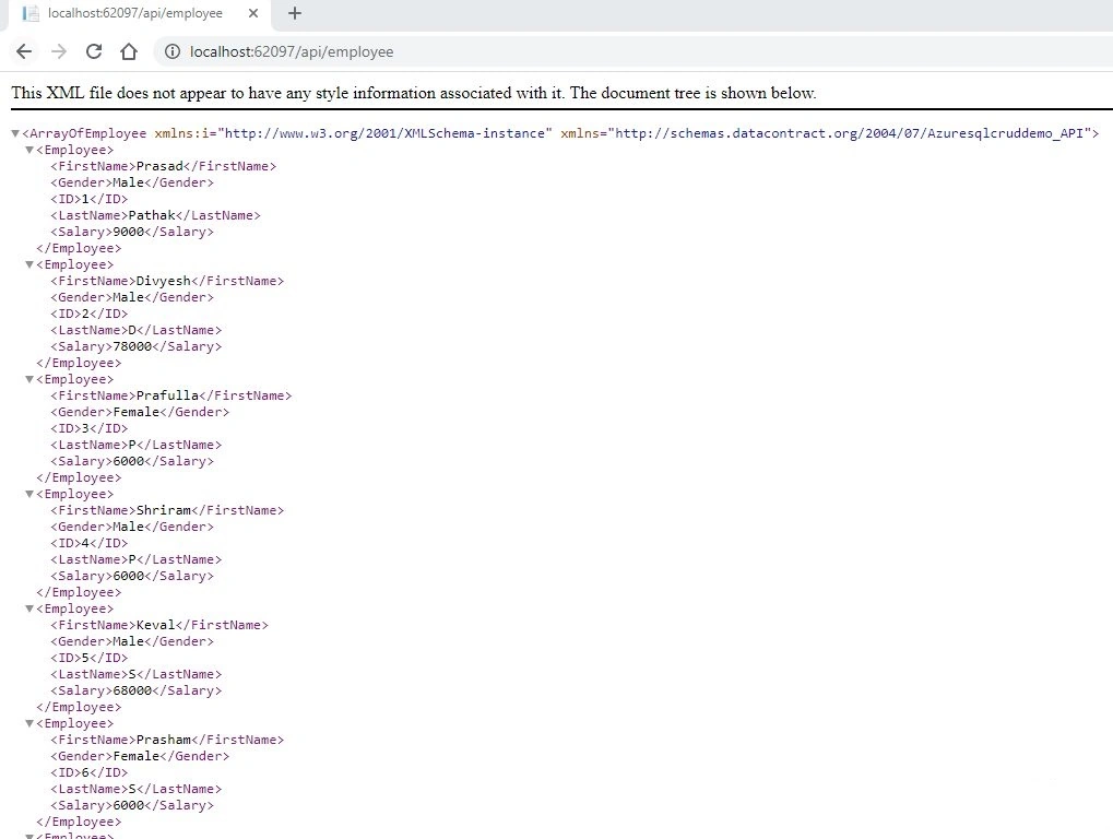 Azure App service API error while accessing Azure SQL data through ent