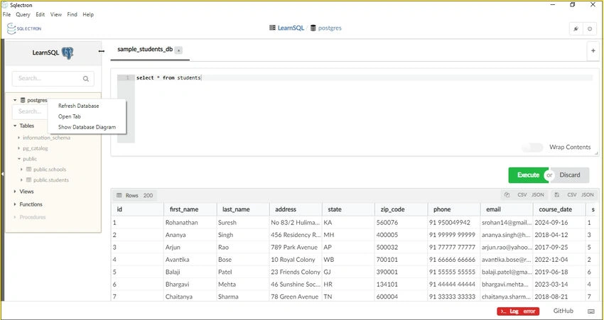 Refresh database