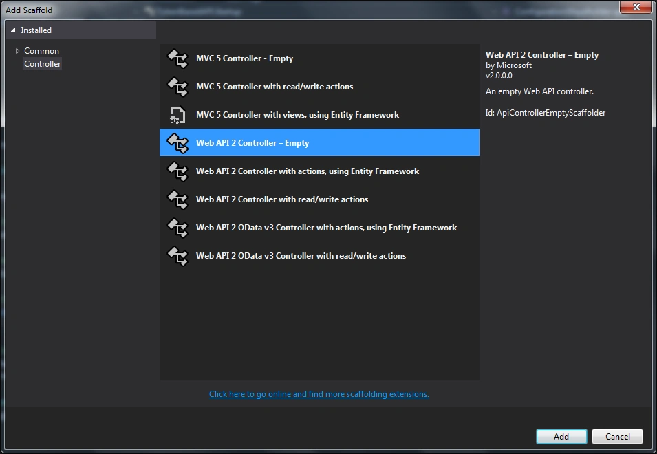 Add new API Controller