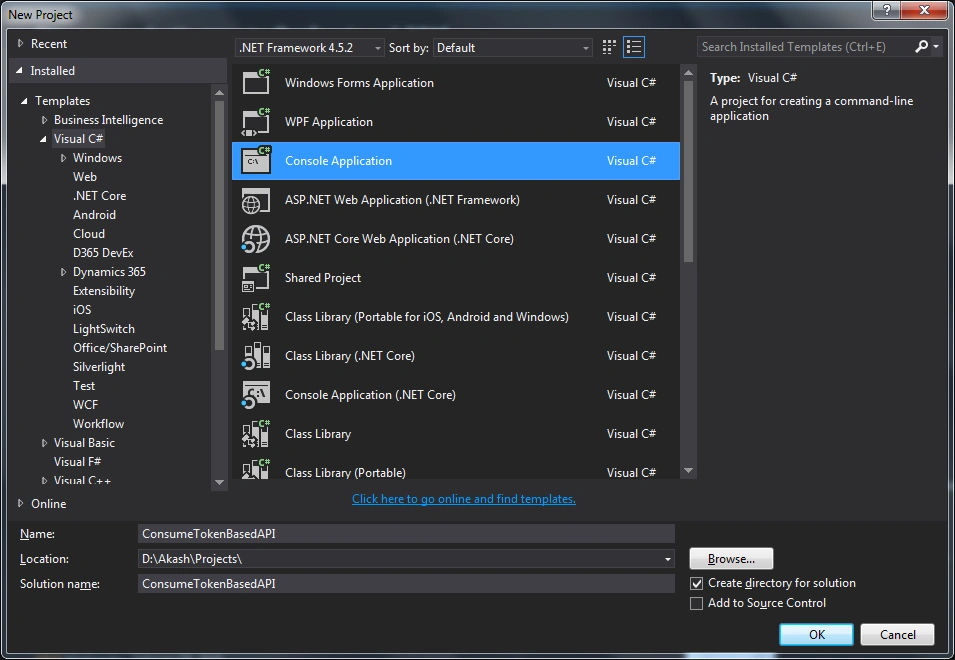 Create Console Application