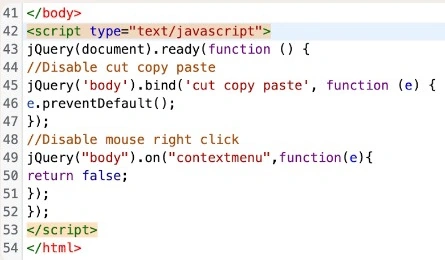 Disable mouse right click and cut copy paste in Website
