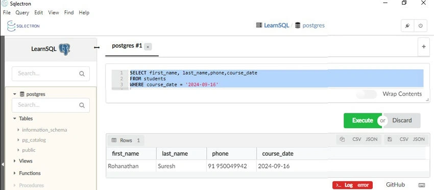 Select rows equaling