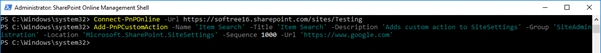 Add And Remove Custom Action Using PnP PowerShell