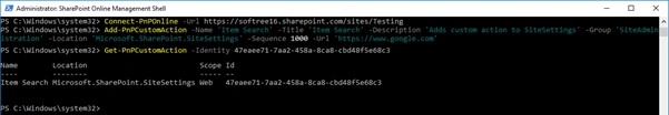Add And Remove Custom Action Using PnP PowerShell