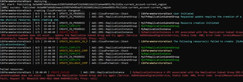 A VPC associated with the ReplicationSubnetGroup does not exist error