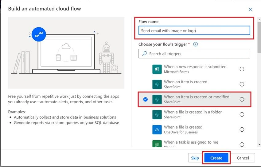Embed logo/image as content in an email in PowerAutomate