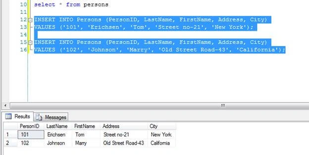 Different Methods Of SQL Queries To Insert Data In Tables
