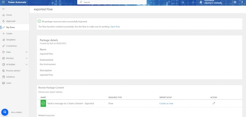 Export Power Automate Flows from One Environment to Another