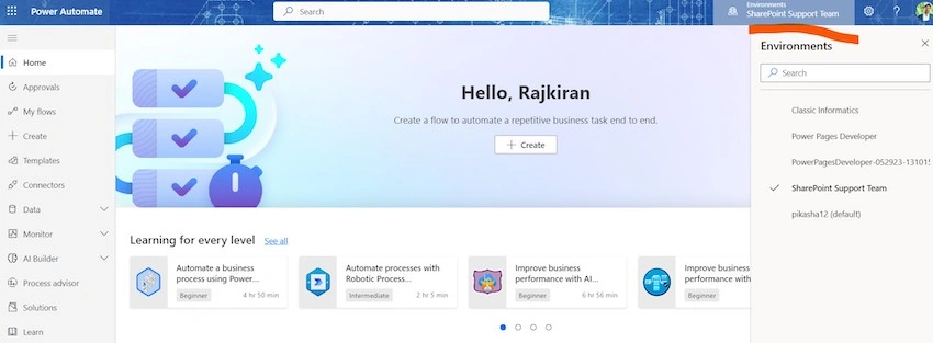 Export Power Automate Flows from One Environment to Another