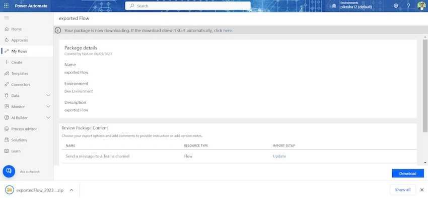 Export Power Automate Flows from One Environment to Another