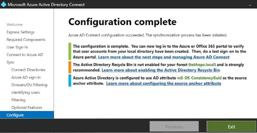Configure complete