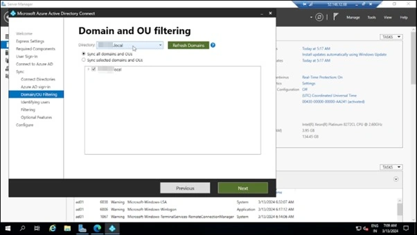 Domain and OU filtering