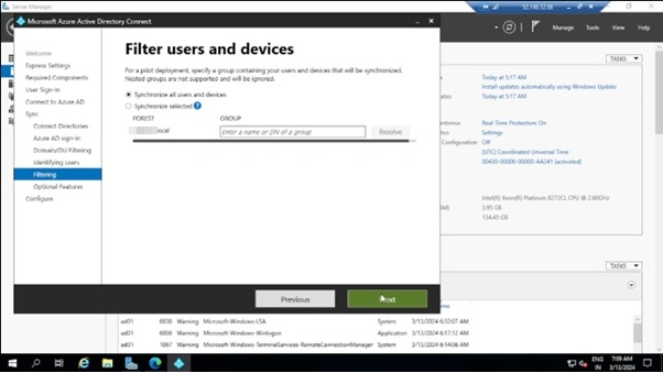 Filter users and devices