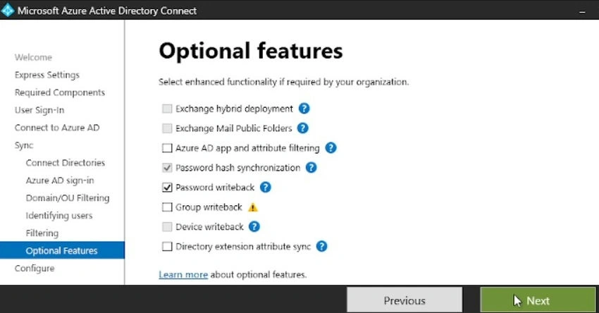 Optional features