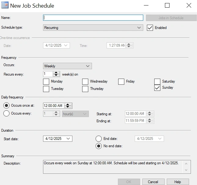 Job schedule