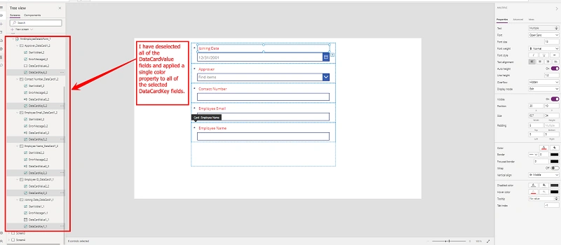 How to Apply Properties to Multiple DataCardKey and DataCardValue Fields
