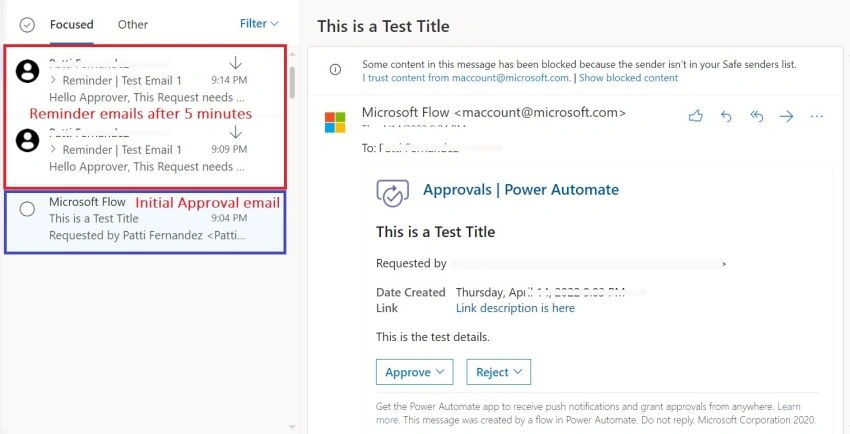 How to send approval reminder email using PowerAutomate