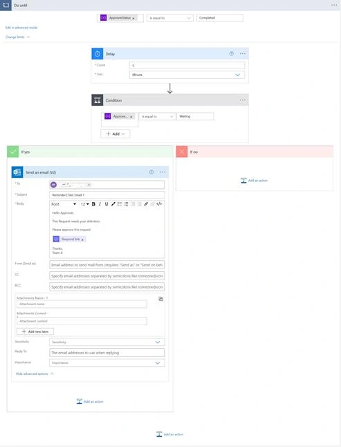 How to send approval reminder email using PowerAutomate