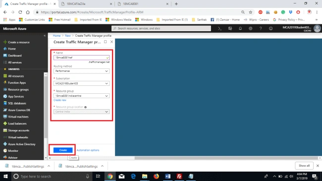Create Traffic Manager On Azure To Manage Requests To A Web Resource Located On Multiple Data Centers