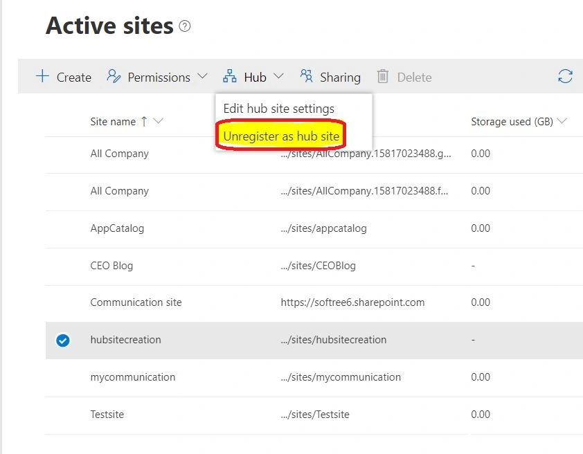 Sharepoint HubSite Configuration