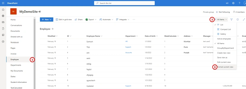 hide the export to Excel button from the list view