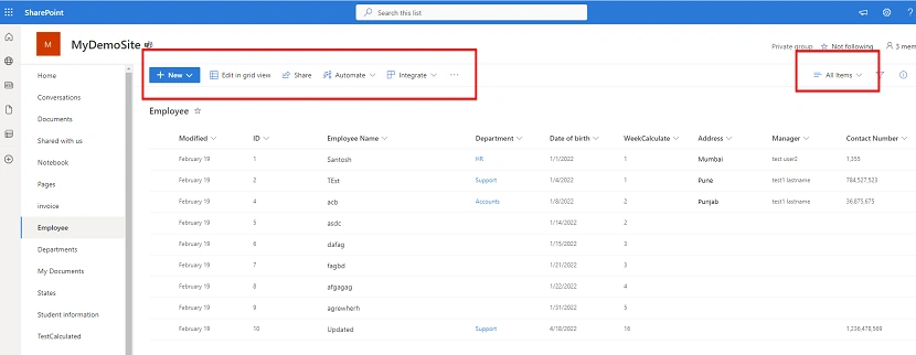 hide the export to Excel button from the list view