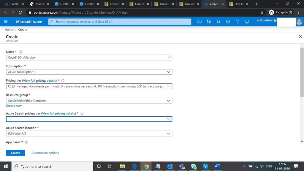 COVID-19 FAQs BoT Development And Deployment