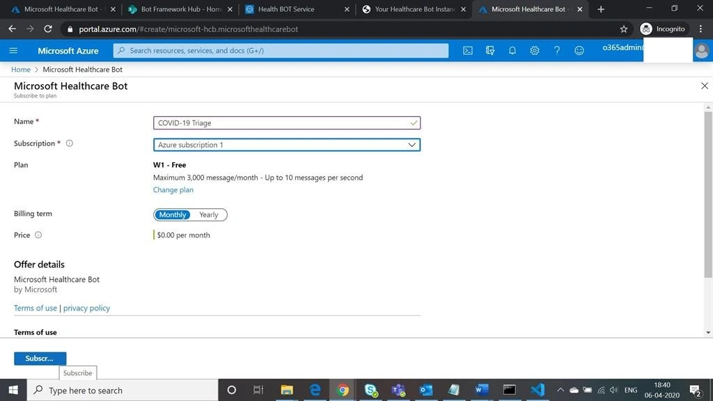 COVID-19 Triage BoT Development And Deployment