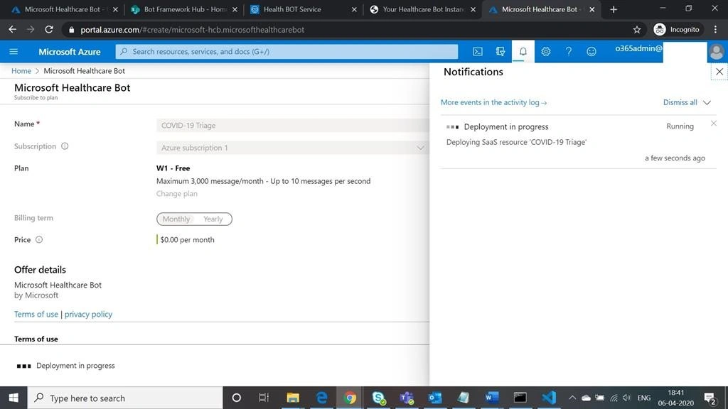 COVID-19 Triage BoT Development And Deployment