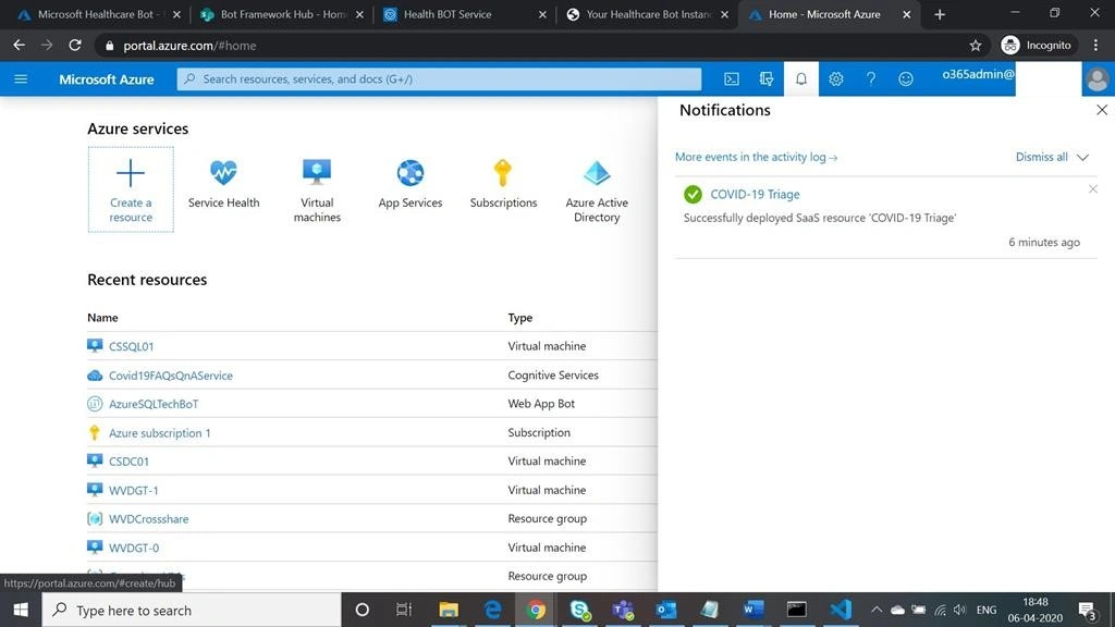 COVID-19 Triage BoT Development And Deployment