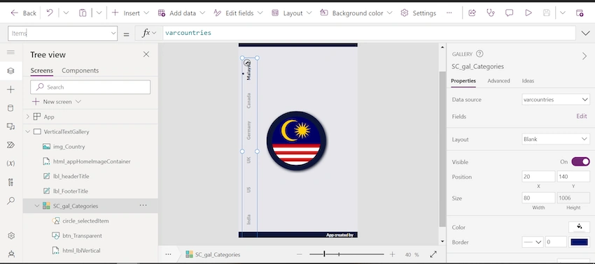 Vertical text in vertical gallery