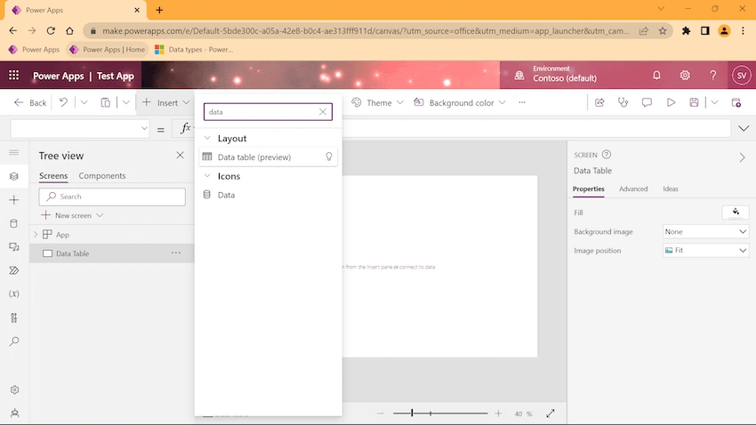 Power Apps - SortByColumns & Search using Data Table