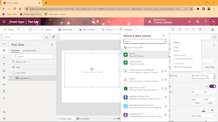 Power Apps - SortByColumns & Search using Data Table