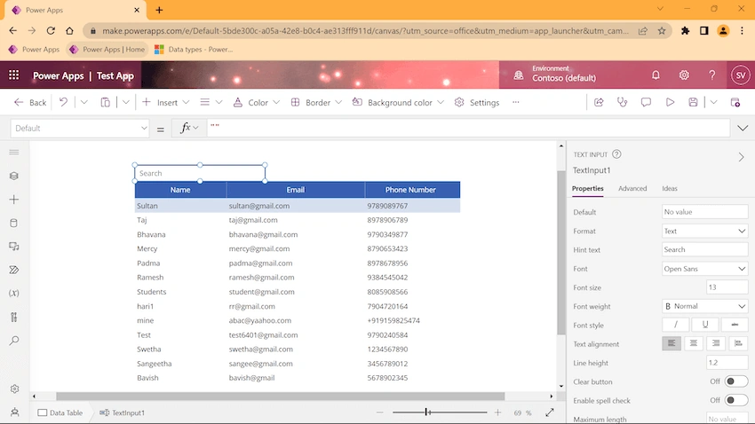 Power Apps - SortByColumns & Search using Data Table