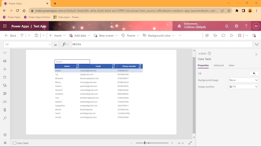 Power Apps - SortByColumns & Search using Data Table