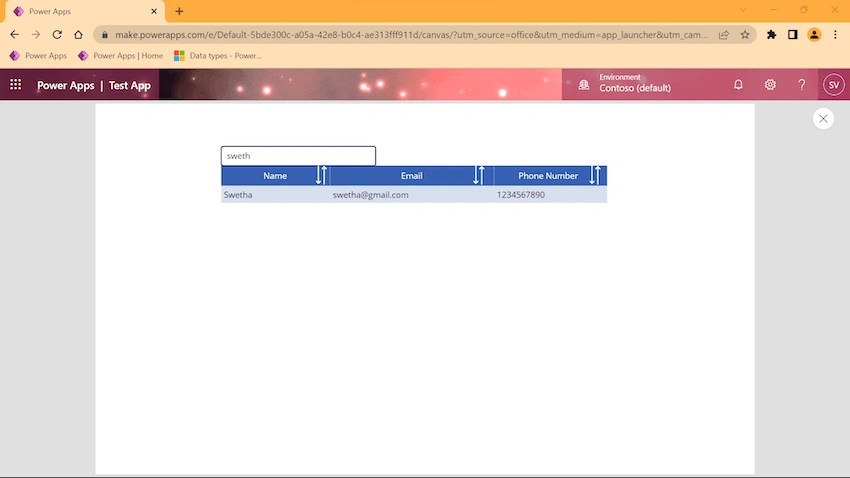 Power Apps - SortByColumns & Search using Data Table