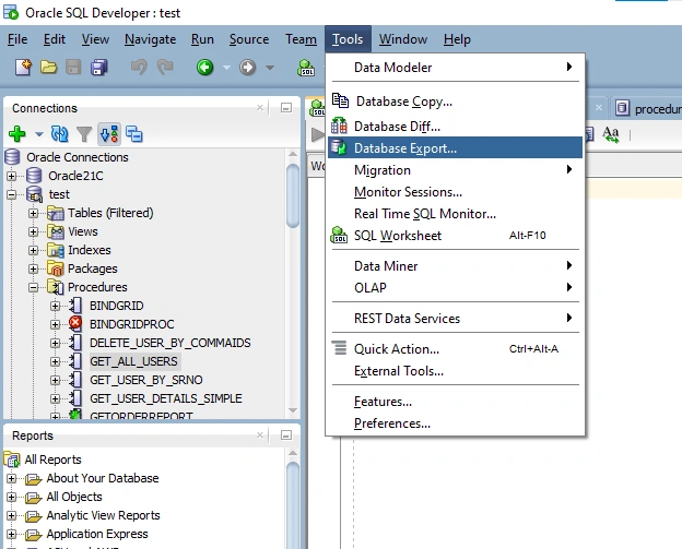 Database Export