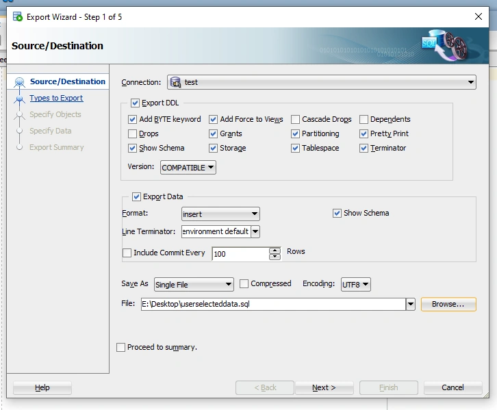 Export DDL