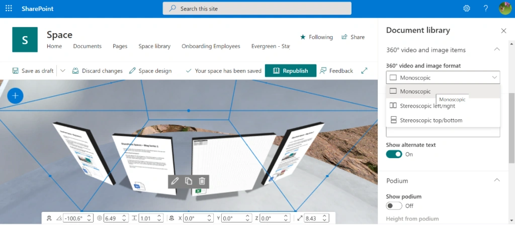 SharePoint Spaces - Document Library Webpart