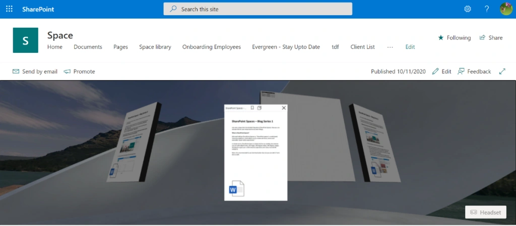 SharePoint Spaces - Document Library Webpart