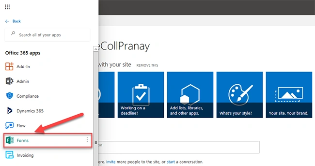 Create A Microsoft Form In Office 365 Site