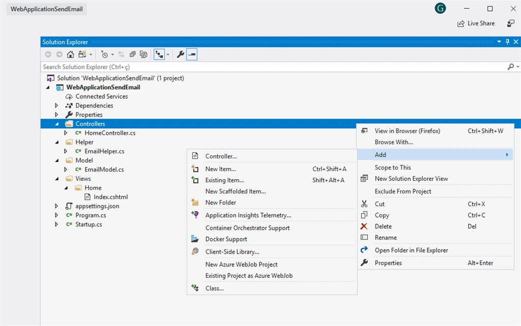 Send Email And Get The SMTP Settings From File In ASP.NET Core Web Application