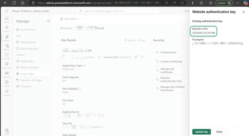 Website Authentication Key