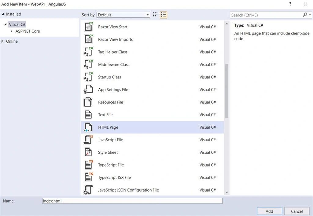 Creating WebAPI Project With Angular