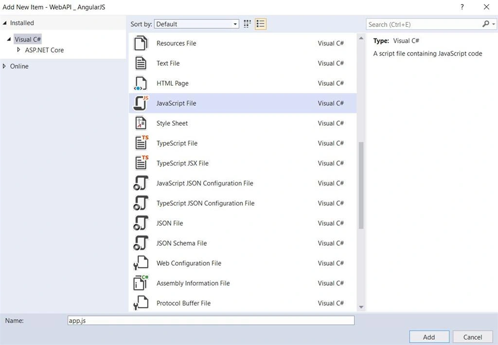 Creating WebAPI Project With Angular