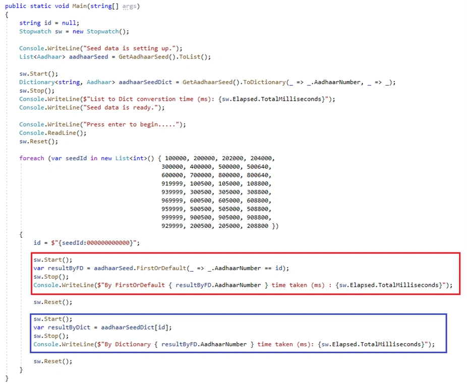 Performance Tips on FirstOrDefault vs DictionaryKey