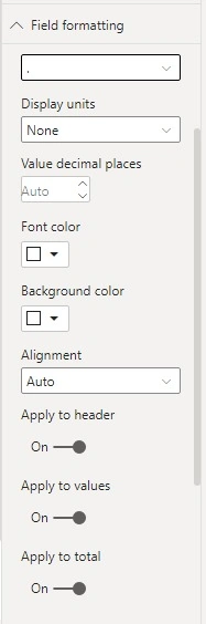 Field formatting