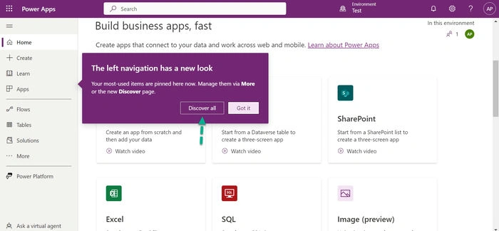 Microsoft Power Apps Left Navigation