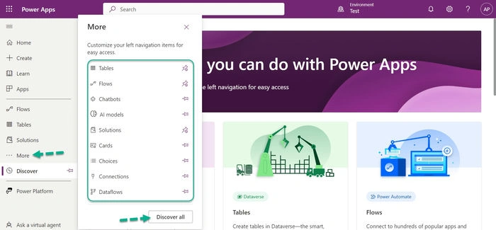 Microsoft Power Apps Left Navigation