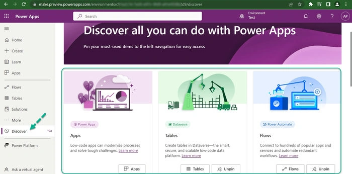 Microsoft Power Apps Left Navigation